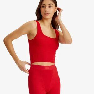 SKIMS Cotton Rib top in Cranberry - S